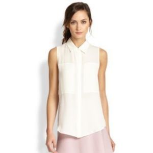 Theory silk sleeveless buttondown blouse
